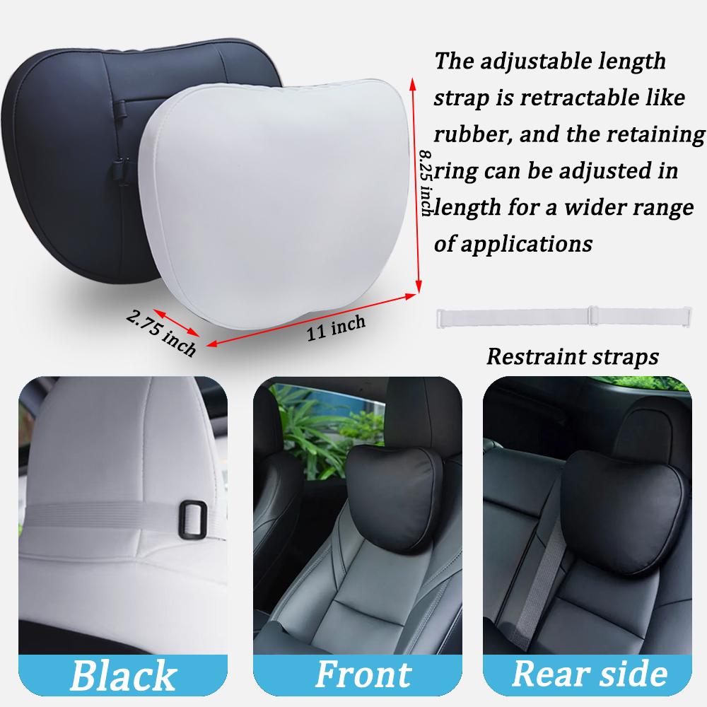 Coussin de nuque en cuir floqué pour siège auto Tesla Model 3 Y, coussin de nuque doux à mémoire de forme, appui-tête de haute qualité, soutien lombaire