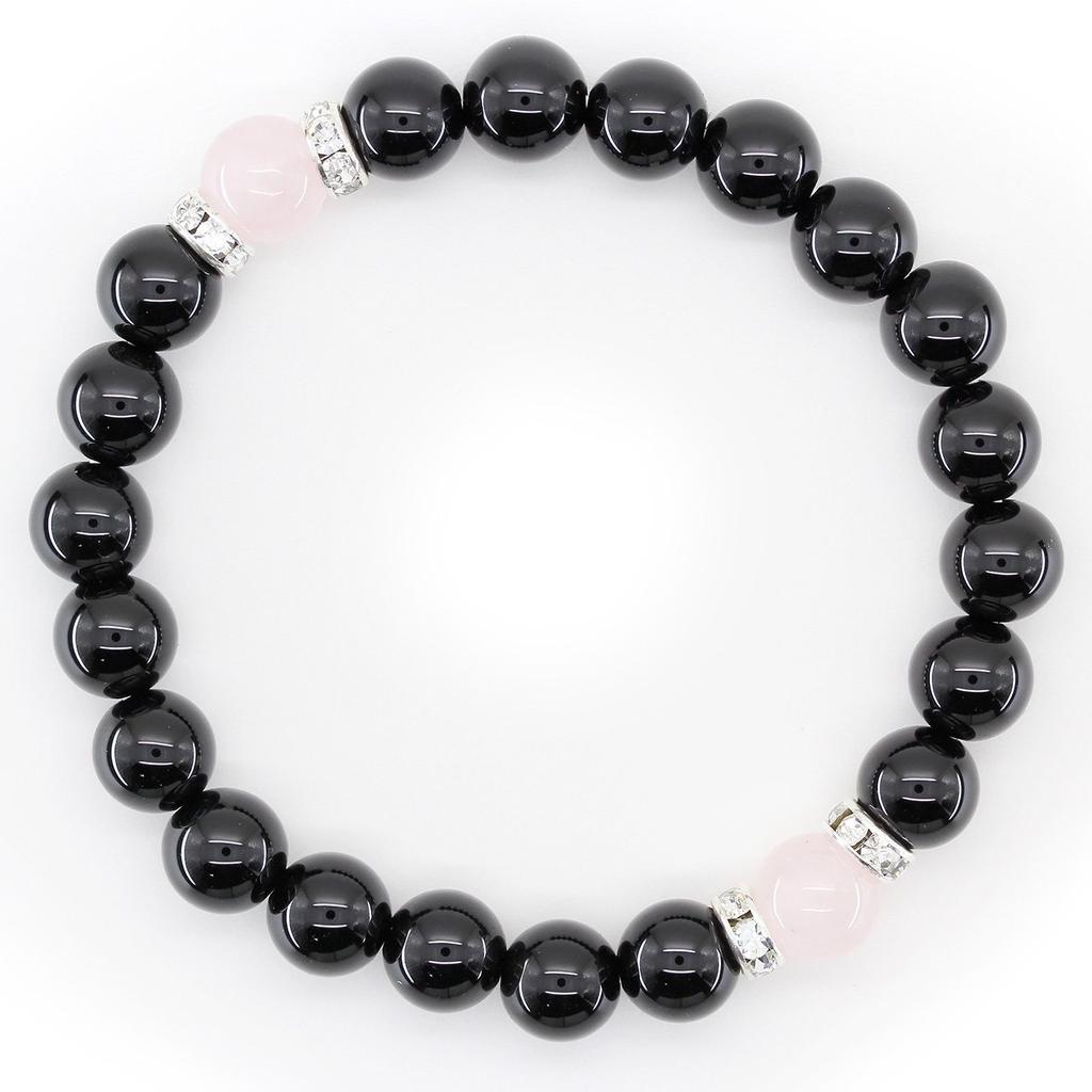 Onyx Gebetsperlen Amulett Paar Armband Kraftstein mit Geschenkbox aus Paulownia [Ishiki] [b033]