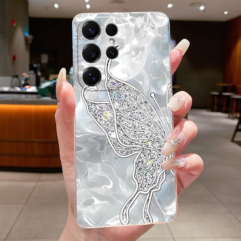 Bag Clear Case For New Hot Samsung Galaxy S26 Ultra S26 edge S 26 Plus Cover Luxury Pretty Butterfly Flower Soft TPU Phone Cases