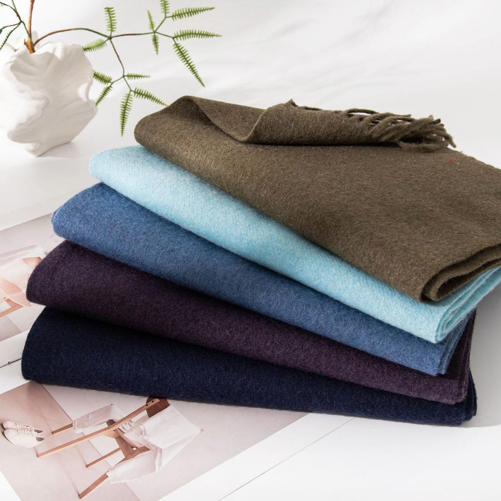 Imitation Cashmere Scarf with Wool Tassel Scarf for Men and Women Versatile Solid Color Fashion Commuting Warm Scarf Shawl