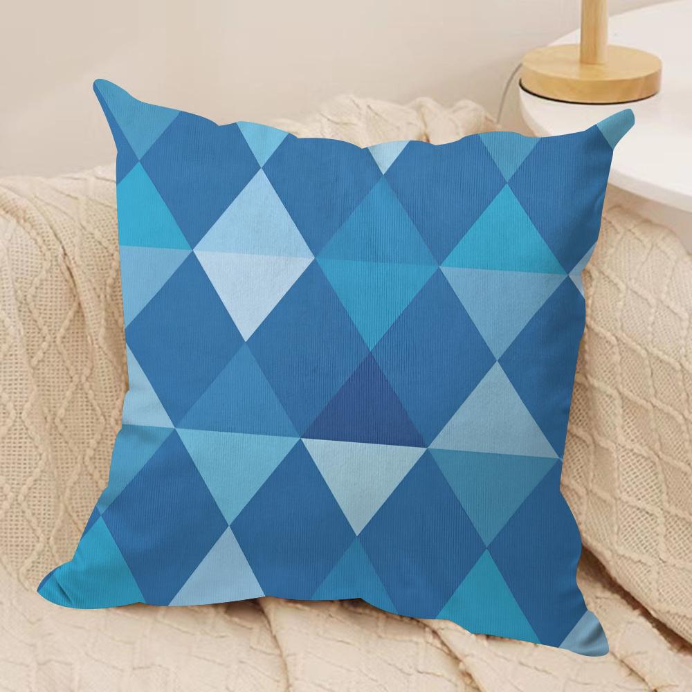Blue diamond pattern Cushion Cover Soft Plush Fabric DoubleSided Printed Cushion Covers for All Seasons Modern HomeDecor Gift