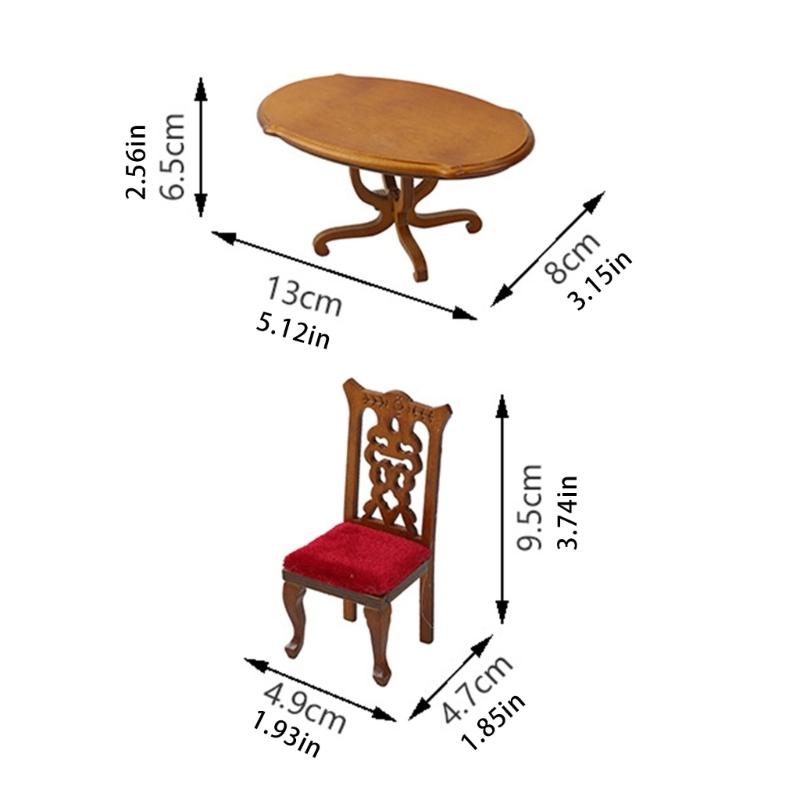 Doll House Chair Table Model Dining Set Realistic Table Dollhouses Chair Realistic Play Chair Realistic 1:12 Model Toy