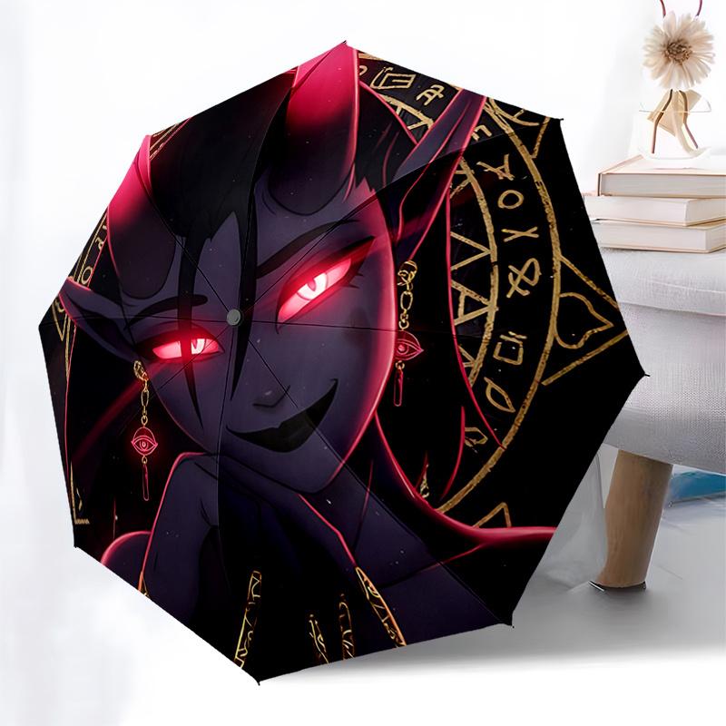Devil Girl Automagic Folding Umbrella with 8 Bone Iron Frame Perfect for Fans,Travelers,and Daily Use0152b