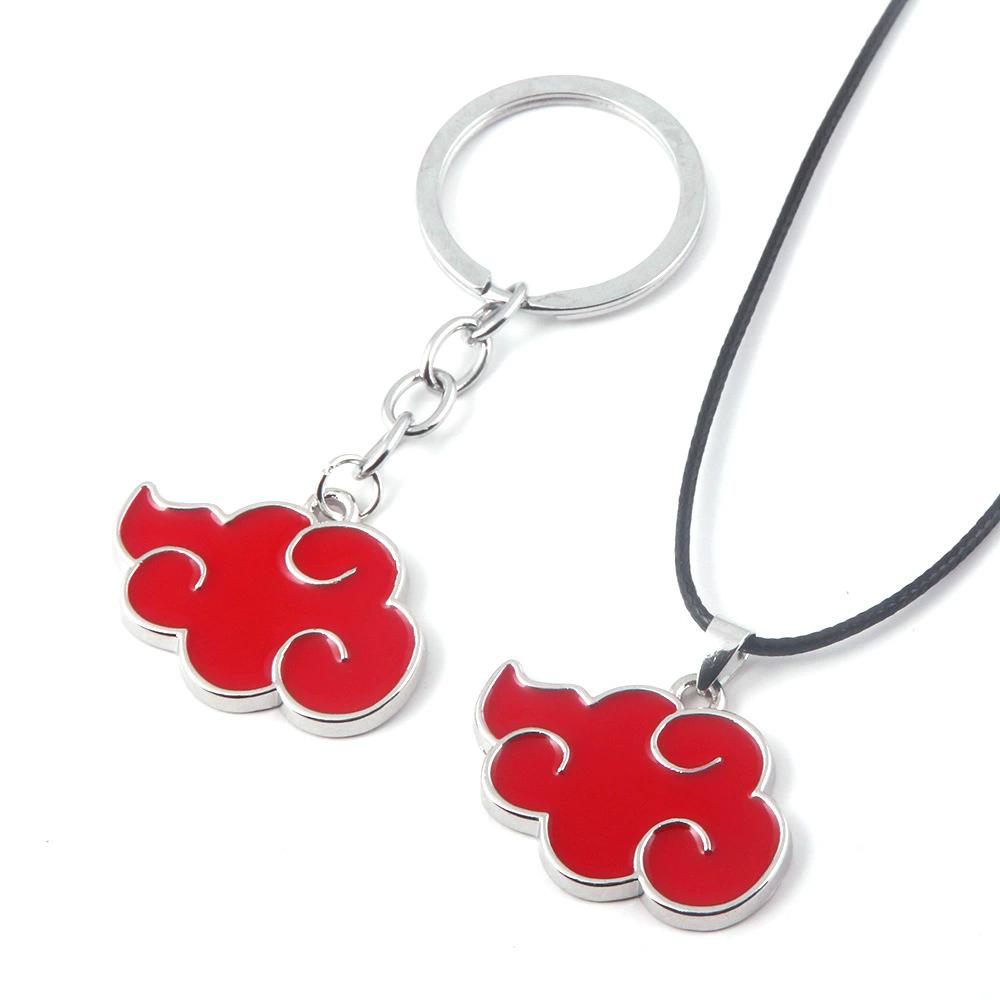 Japanese Anime Naruto Cosplay Akatsuki Organization Red Cloud Sign Metal Unisex Pendant Trendy jewelry Women Men Necklace