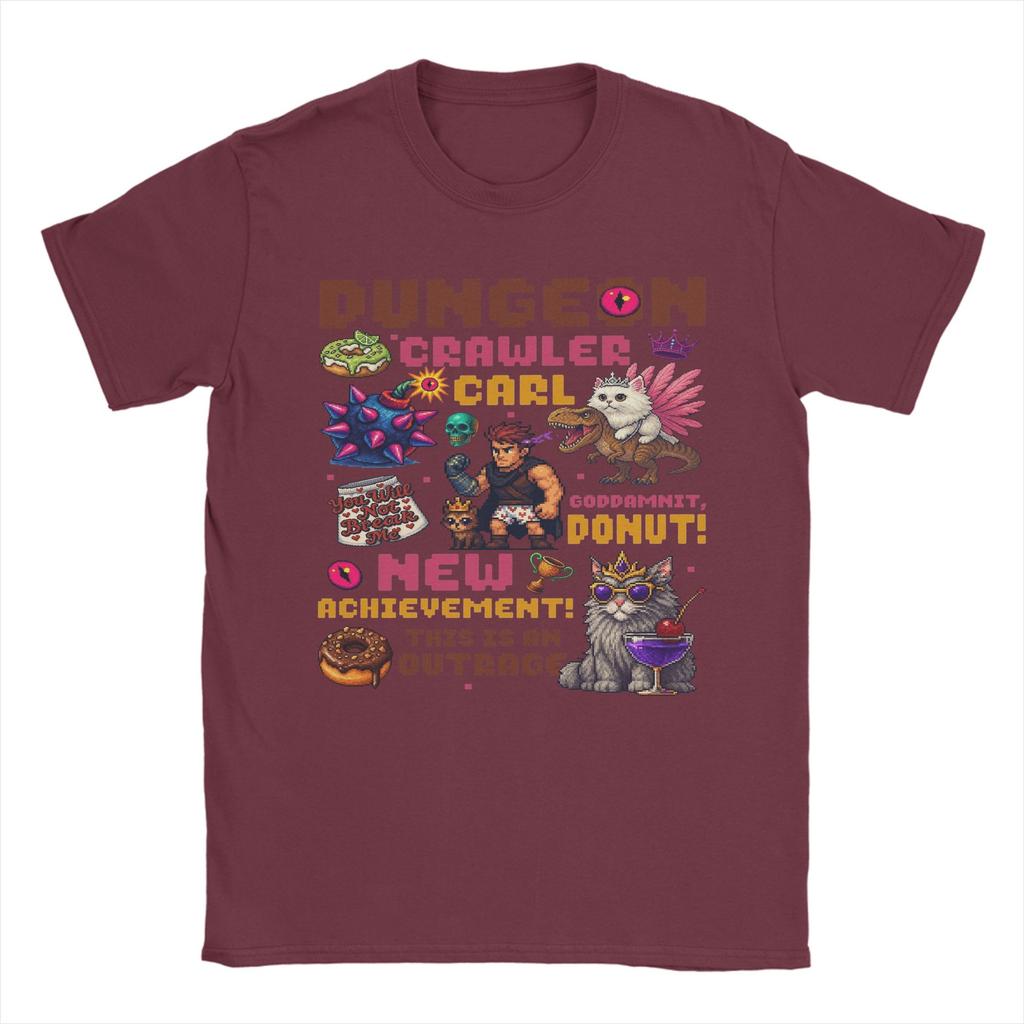 Dungeon Crawler Carl Princess Donut and Mongo T Shirts Men Cotton Vintage TShirt Round Collar Tees Short Sleeve Tops Gift Idea