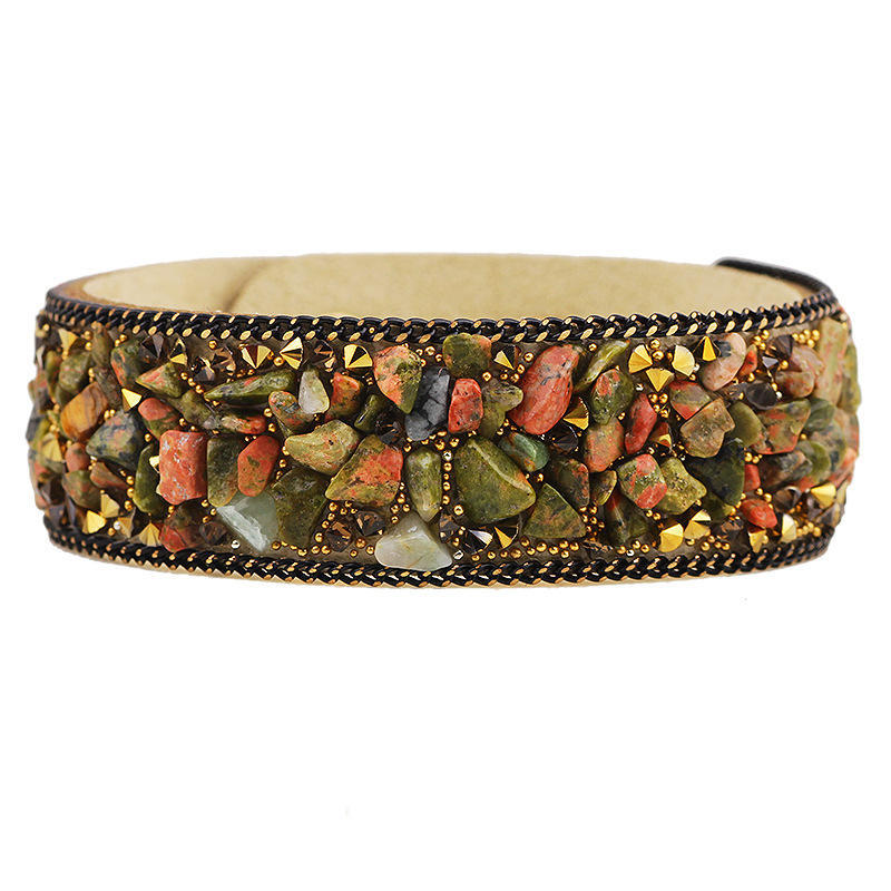 JMXD Suede Microfiber Leather Bracelet Crystal Stone Bangle Colorful Beaded Hand Chain Fashion Women Model Accessory Trendy Statement Jewelry