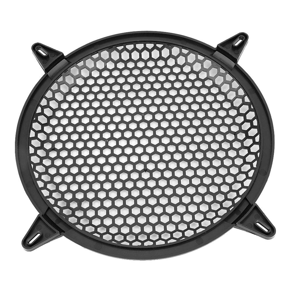 KIMISS Car Audio Speaker Cover - Plastic Mesh Cover Subwoofer Speaker Modification Protect Guard Decorative Circle Cover (Black) (10in)