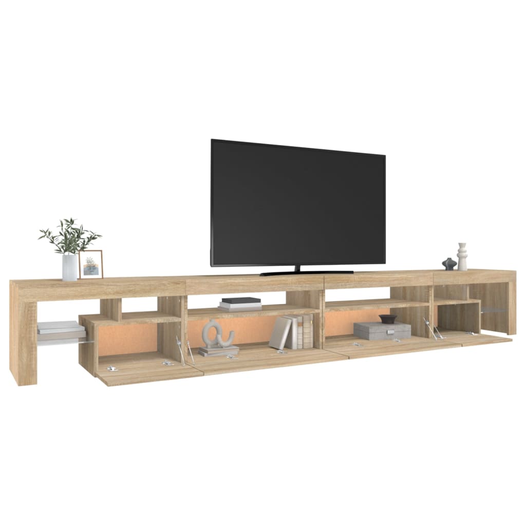 Vidaxl Szafka Pod Tv Z Oświetleniem Led, Dąb Sonoma, 290X36,5X40 Cm