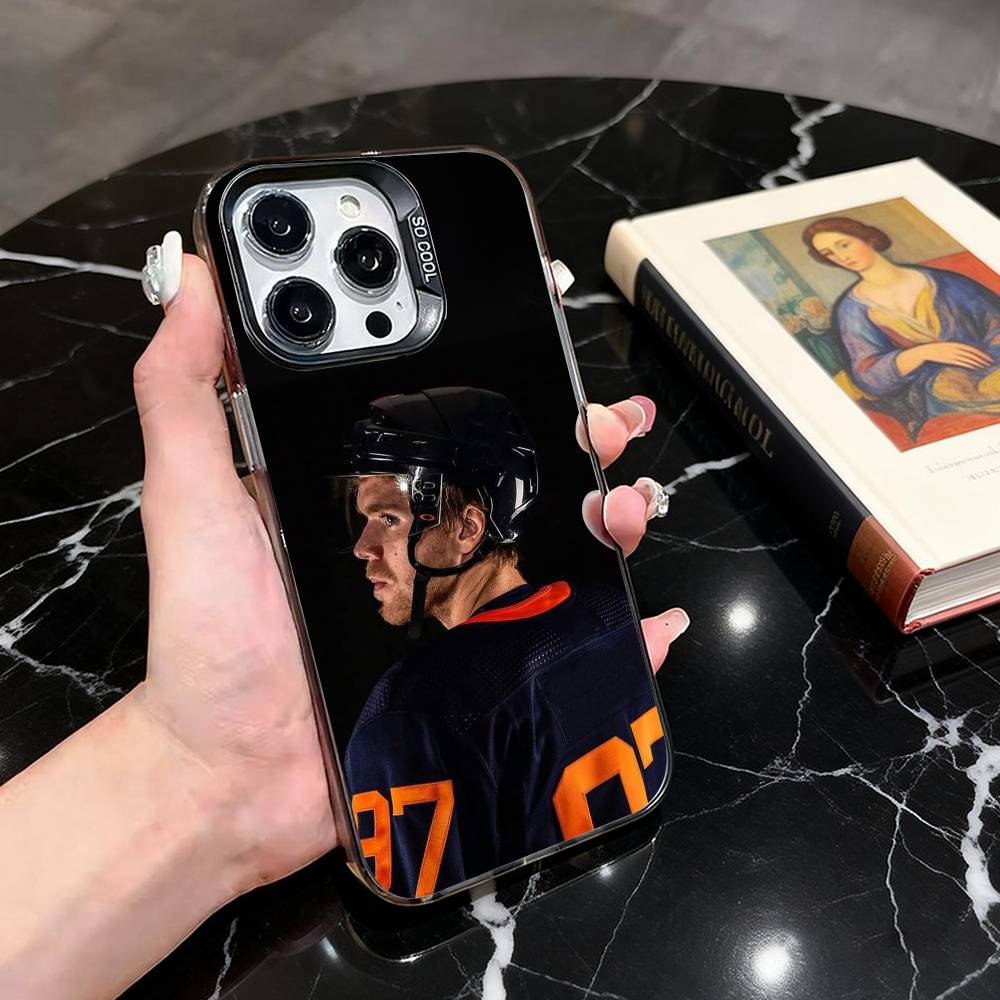 Connor McDavid  Phone Case For iPhone 17,16,15,14,13,12,11 Plus,Pro Max,XS,Colored Silver Plated Inside Cover
