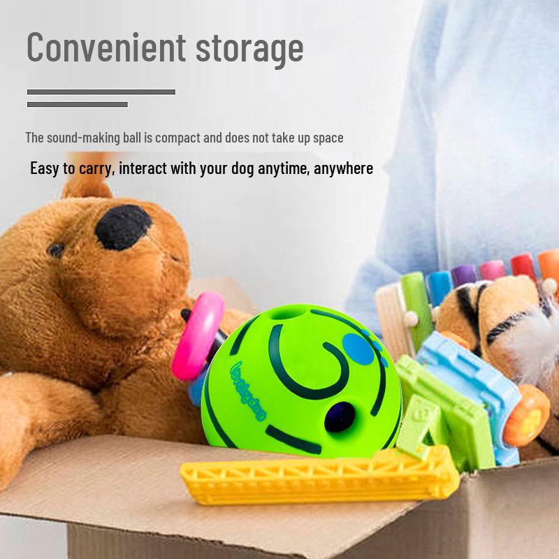 Dog Toy: Self-Play Rolling Sound Ball – Silly Laugh, Teething Relief, Bite-Resistant, Boredom Resistant Pet Ball