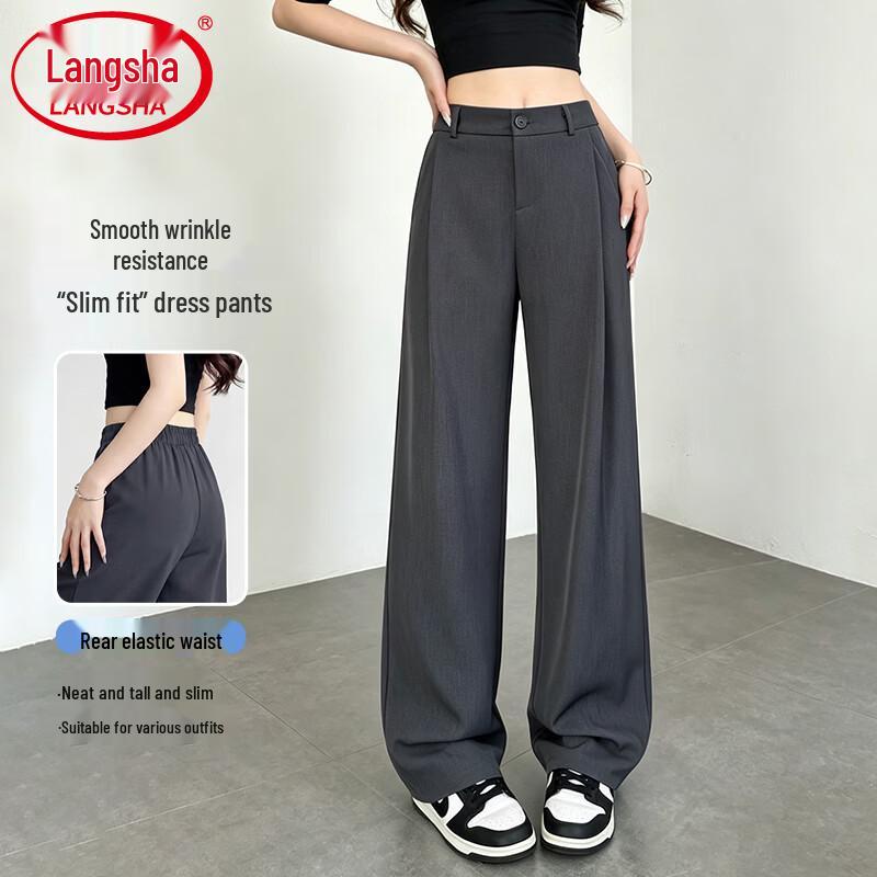 Langsha Women s Loose Straight-Leg Wide-Leg Suit Pants M