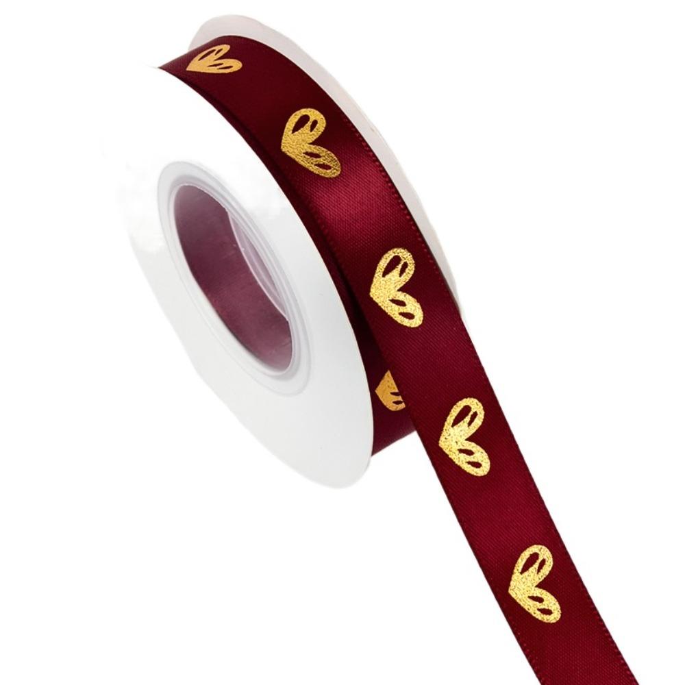 1.5cm*16 meters Valentine s Day Series Ribbon Love Printed Festive Atmosphere Ribbon Gold-stamped Heart Ribbons Classic