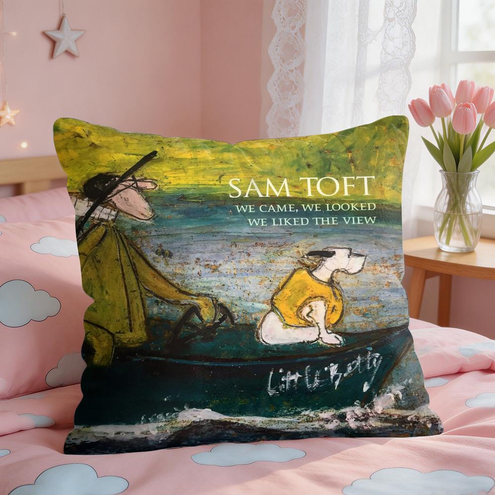SSam Toft Art Retro Cushion Cover Square Short Plush Pillow Case Living Room Sofa Home Decor Funda X