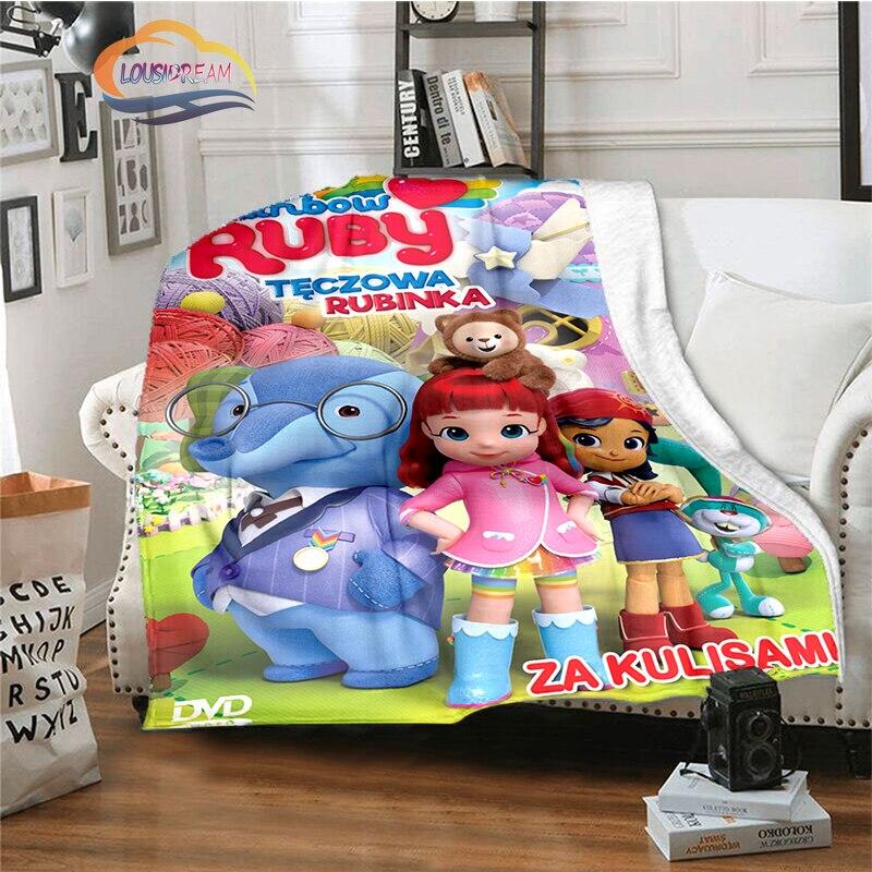 3D-tekenfilmserie Rainbow Ruby Kinderdeken Lulu en beer schattige deken Intelligentie en avontuur deken Animatie deken