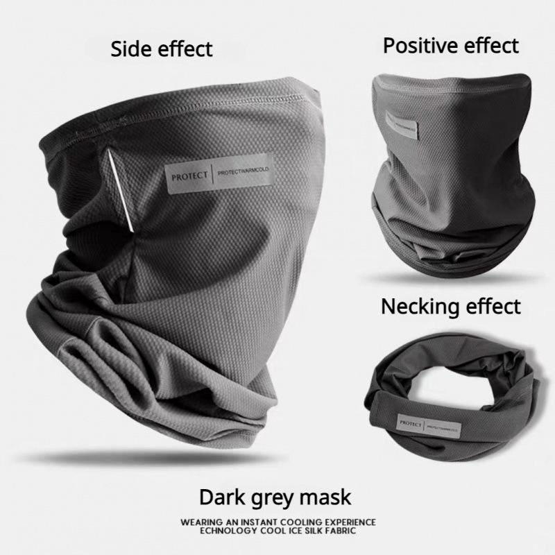 Summer Men's Ice Silk Sunblock Mask Ice Sleeve Outdoor Fishing Ride Face Mask Veil UV Protection Solid Color Neck Scarf