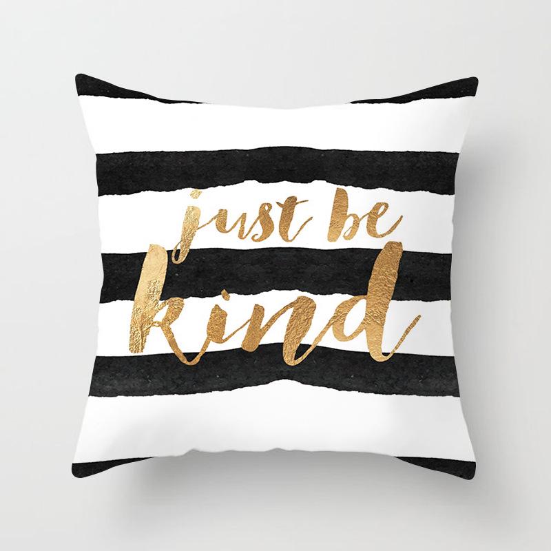 Home Products New Black Geometric Sofa Pillow Cushion Cover Digital Printing Office Cushion Cover