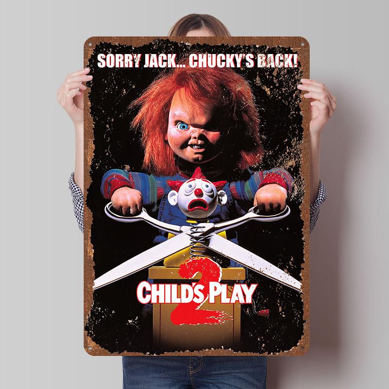 Child's Play Print Tinplate Posters Custom Wall Art Vintage Metal Tin Signs Retro Tin Plaque for Bathroom Decor Home Decorations