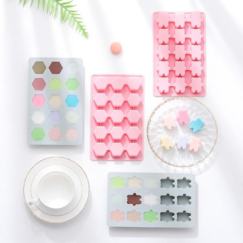 More Style With Lid Geometry Star Ice Mold Bear Chocolate Biscuit Jelly Mould Watermelon Shape Cake Decor Candle Soap Making Set