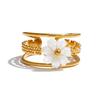 Yhpup Bague Ouverte Creuse en Métal Fleur Coquillage Naturel Acier Inoxydable Plaqué Or 18K Bijoux Sucrés Populaires