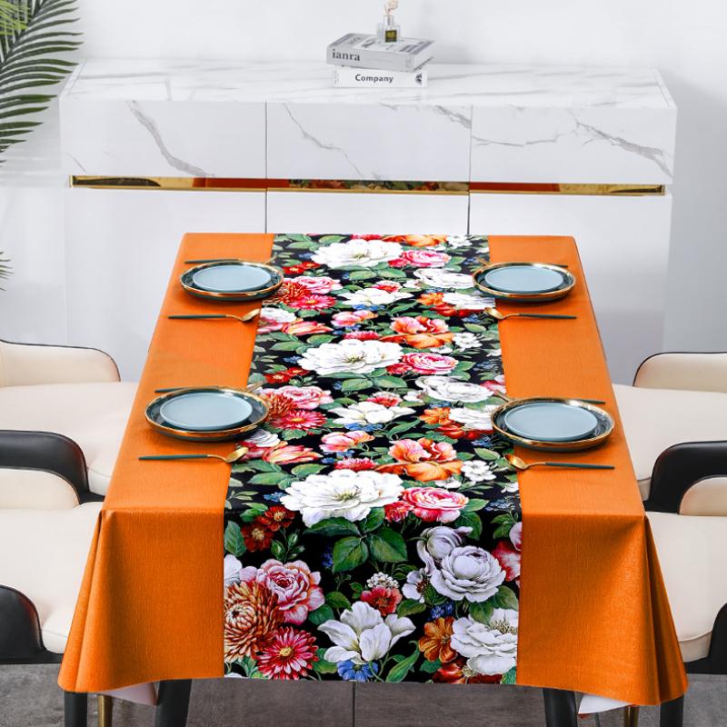 Colorful American Tablecloth, Waterproof, Oil Resistant, and Scald Resistant Rectangular Tea Tablecloth, PVC Table Mat