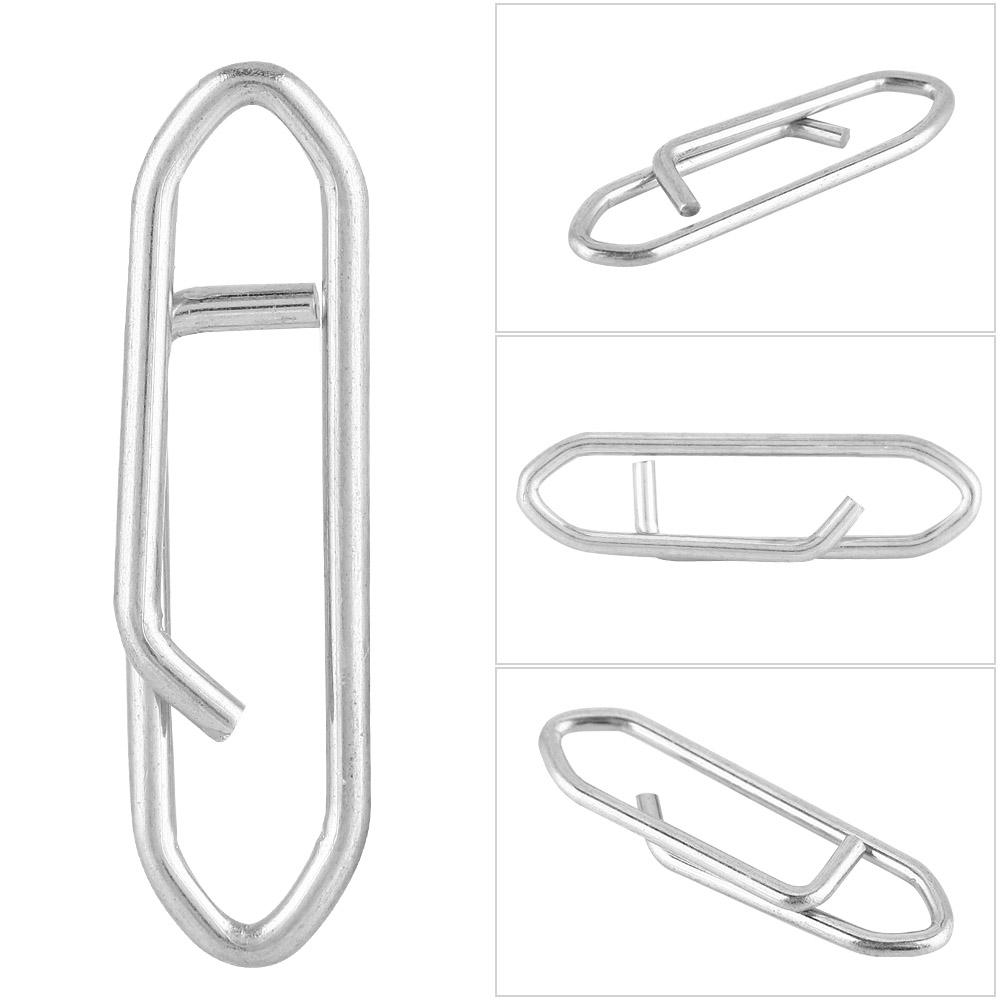100pcs Stainless Steel Fishing Safety Snaps Clip Interlock Line Terminal Tackle Accessory S