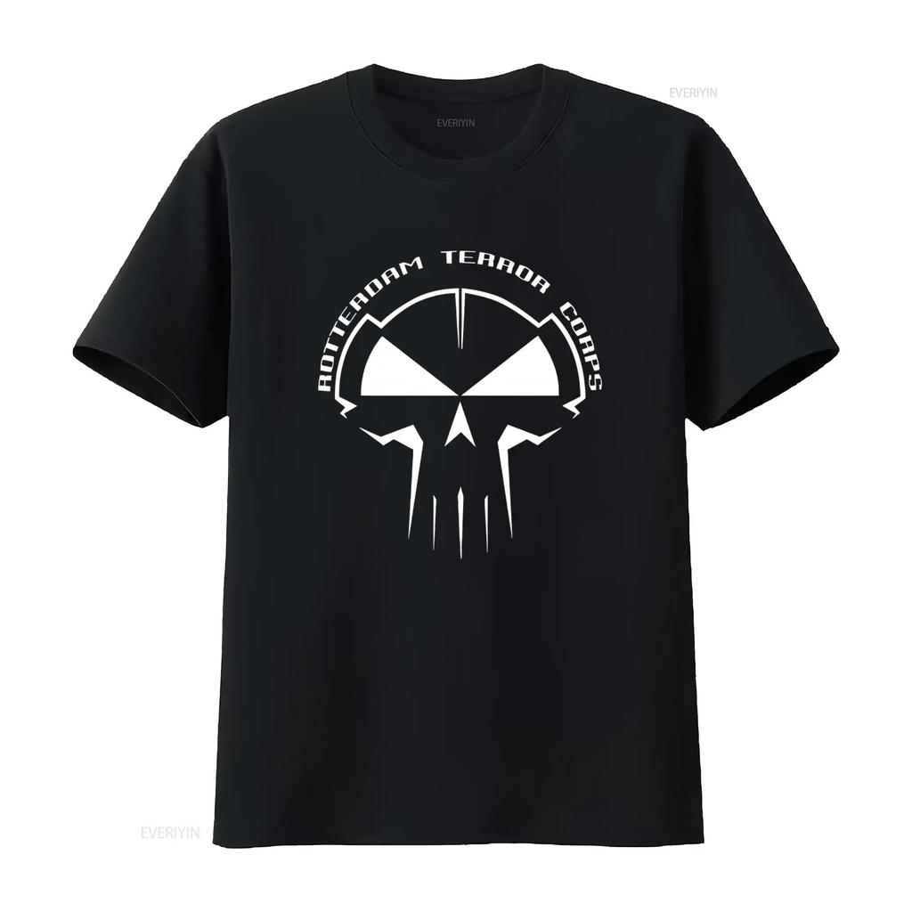 Rotterdam Terror Corps Schwarzes T-Shirt Hardstyle Gabba Hardcore Techno RTC Design Vintage Gewaschen Vielseitig Weich Atmungsaktiv