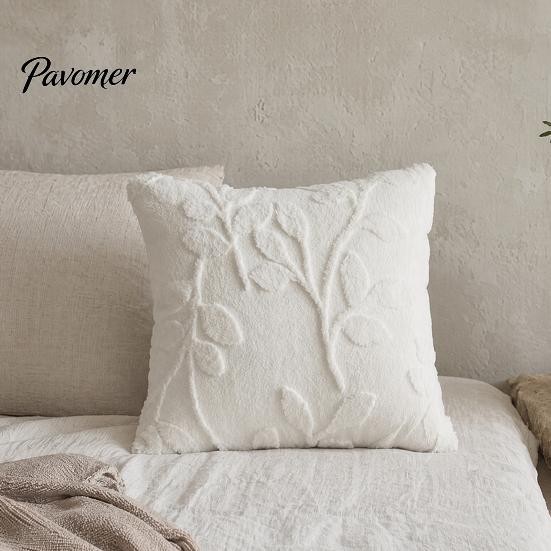 Anti-static Pillowcase Plush Jacquard Pillow Cover, 3D Embossed Solid Color Cushion Case, 17.7 x17.7 Inch Anti-Static Soft Throw Modern Cozy