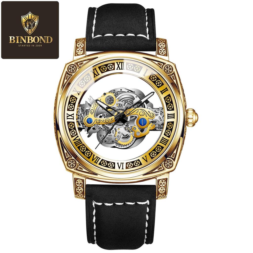 Binbang European & American Oversized Hollow Carved Men's Fashion Waterproof Casual Watch