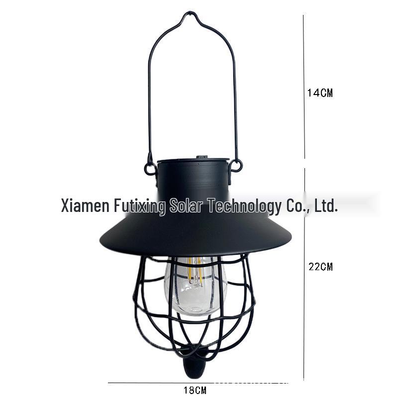 Solar Wrought Iron Hanging Light for Outdoor Courtyards and Balconies