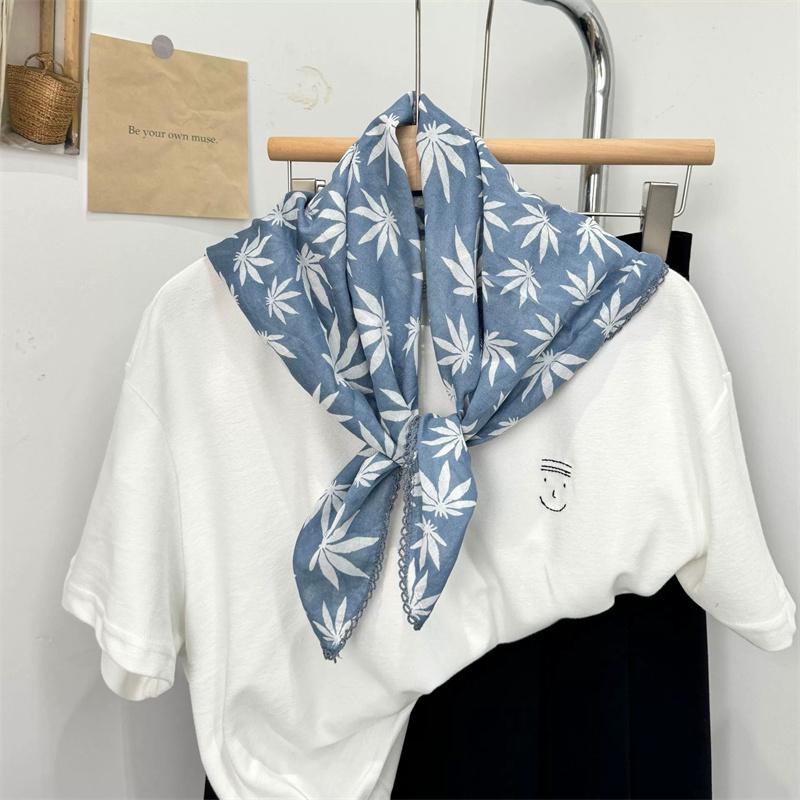 Vintage Square Floral Scarf Small Shawl Headscarf Korean Style Neck Protection Scarf