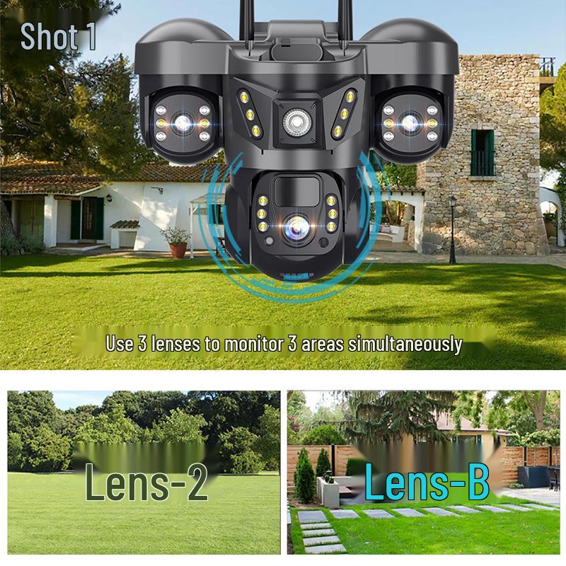V380 Solar PTZ Outdoor Multi-Lens Surveillance Camera