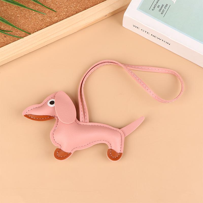 1Pc Men'S Car Dachshund Keychain Pu Leather Dog Keychains  For Women
