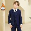 Boy's Formal Ensemble: Fleece White Shirt, Black Suit Pants, Vest, Page Boy Overalls, Performance Costume