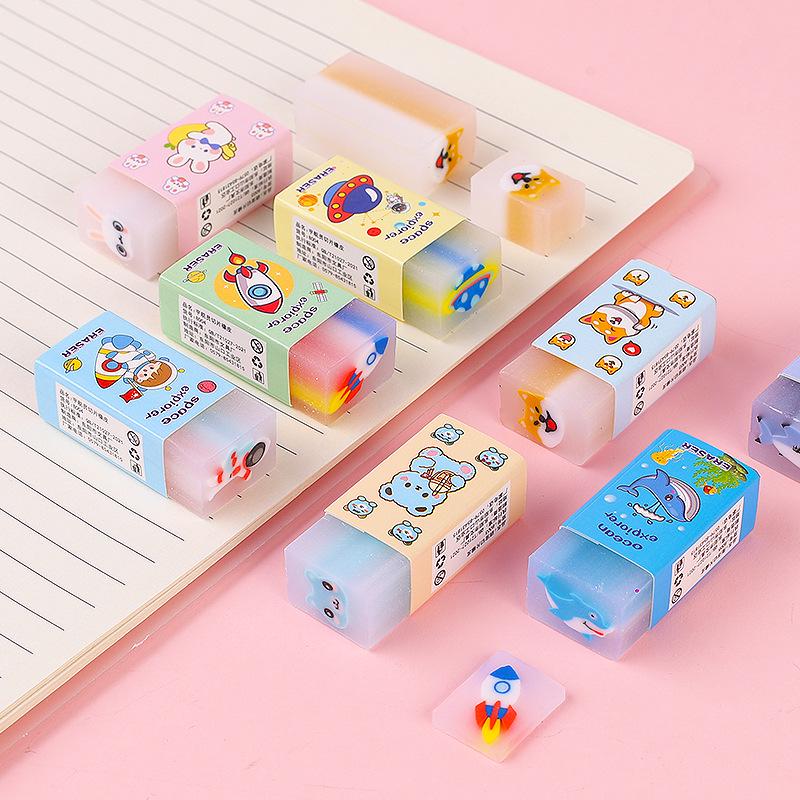 Cute Low-Dust Cartoon Eraser for Kids - Cuttable Sandwich Design for Primary School Art