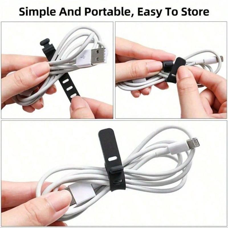 10pcs 73mm/10mm Reusable Fastening Cable Ties Cord Organizer for Earphone Mouse Cable Winder Portable Soft Silicone Wire Organizer