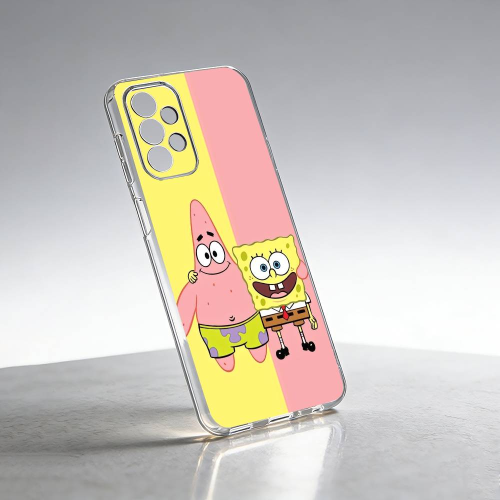 Cartoon Classic S-spongebobs Phone Case Transparent Silicone Soft For Samsung S25,S24,S21,S22,S23,S30,Ultra,S20,Plus,Fe