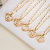 Gold Color Dainty Flower Initials Necklace for Women Trendy Stainless Steel Heart Letter Choker Necklace Alphabet Jewelry Gifts