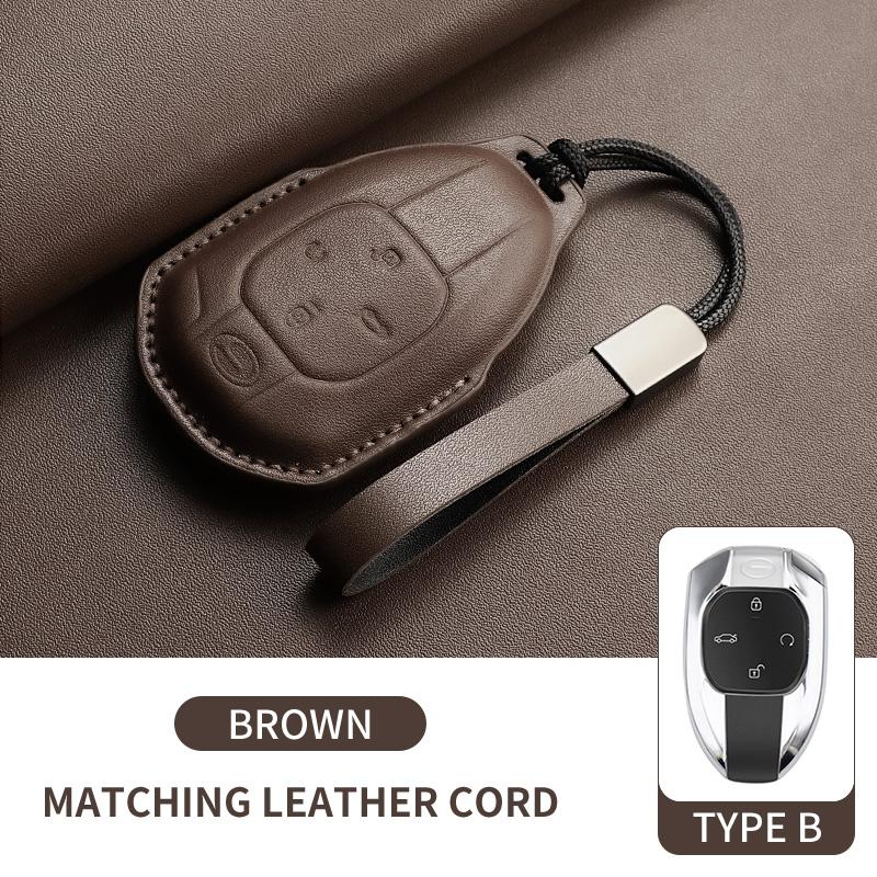 Leather Car Remote Key Case Cover for GAC Trumpchi GS3 GS4 GS5 GM8 GA3 GA4 GA6 SGS7 Empow J11 J12 J13 Car Key Fob Shell Keychain