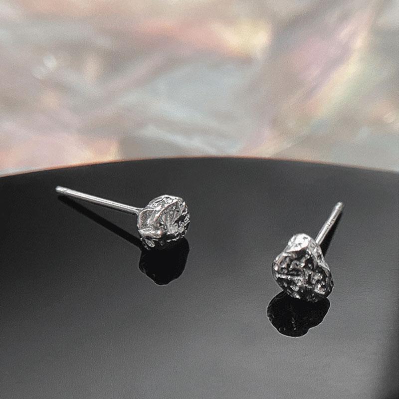 Earrings Female Summer Sterling Silver S925 Meteorite Design Niche Light Luxury High Sense Of Simplicity And Compact Earrings