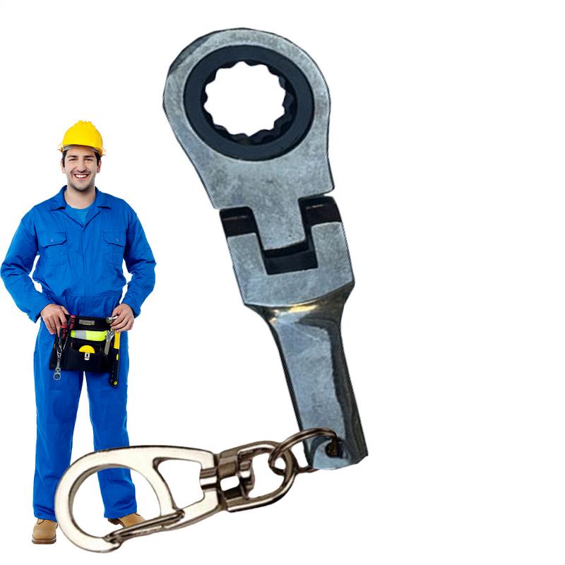 10mm Ratchet Wrench Mini Shaped Metal Racing Keychain Key Chain Ring Keyring Adjustable Wrench Hand Tools Automotive