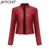 BITCED Women's Studded Leather Jacket Spring/Autumn Long-Sleeved Stand-Collar Fashion Jacket