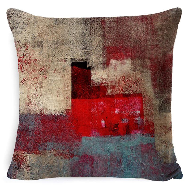 Heimdeko Kissen Kissenbezug Neu Türkis und Orange Abstrakte Kunst Malerei Wurfkissenbezug