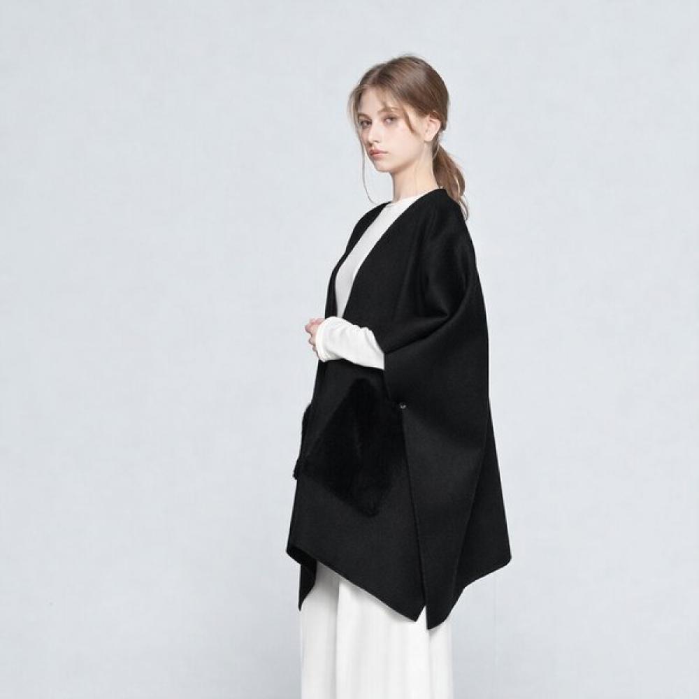 Mink Pocket Wool Cape Bk 15070ss