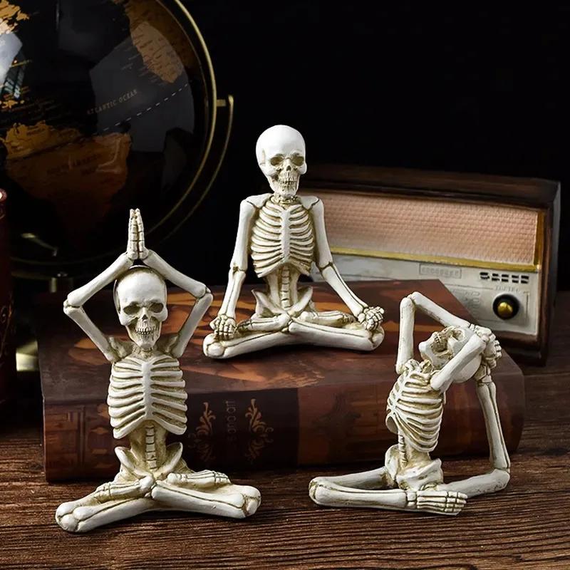 Schädel Figuren Schädel Gothic Zimmerdeko Schreckliche Geist Harz Skelett Skulpturen für Innen Hausdekorationen