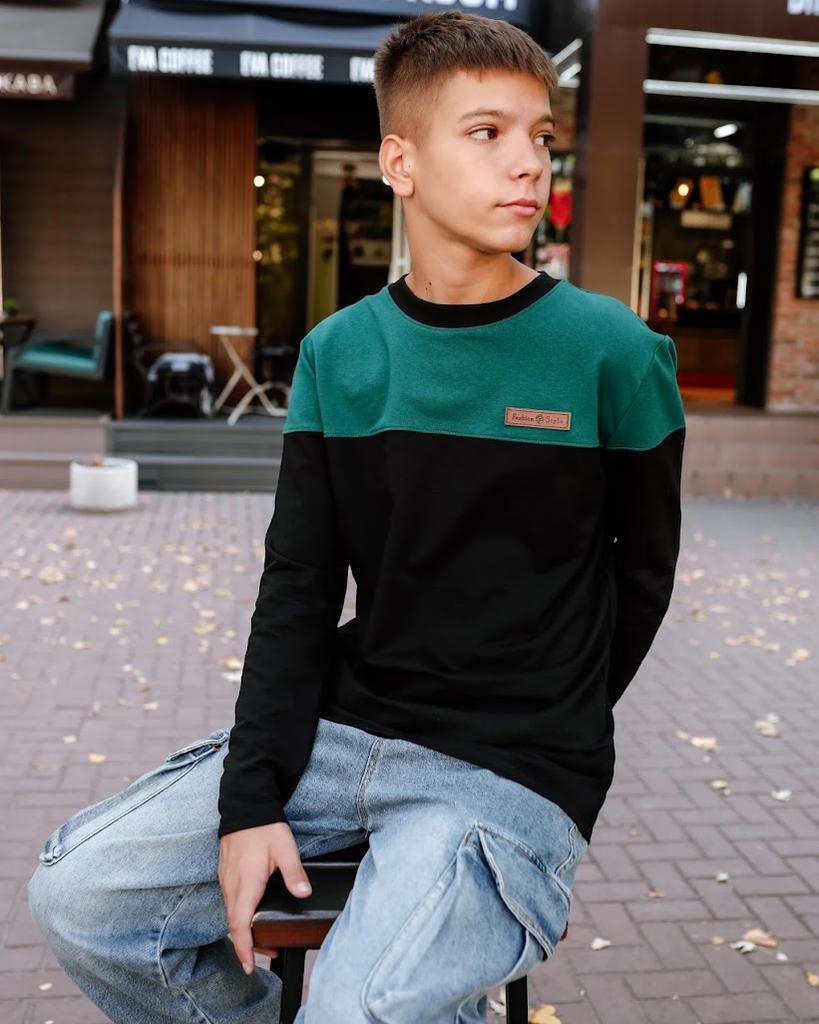 Boys’ Sweatshirt – Stylish Two-Tone Double-Knit Fabric, Comfortable Fit, Any Season, 6387-057 HC