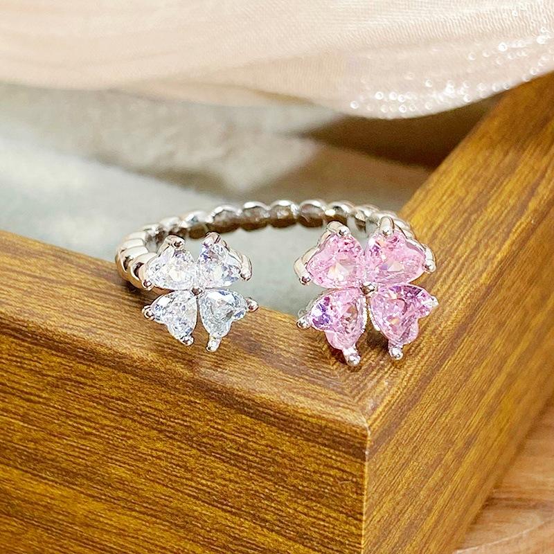 Überraschungsbox Süßer Rosa Zirkon Mädchen Herz Öffnungsring Schmetterling Stern Nische Stapelbares Tragen High-End Ring