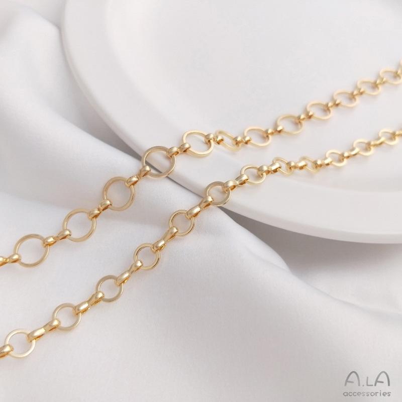 Gold-Filled 6mm Round Link Chain: 8mm O Chain for DIY Bracelets & Earrings