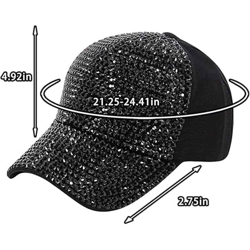 Adjustable Rhinestone Baseball Cap, Bling Sparkling Glitter Sun Hat for Women, Casual Outdoor Party Cap