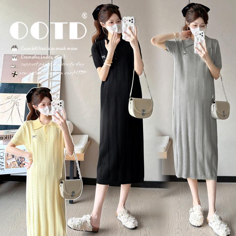 Maternity Summer Trendy Plus Size Knit Dress: Casual, Slimming & Versatile