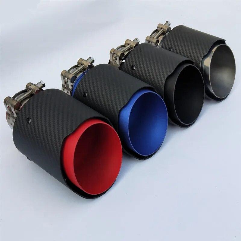 Garganta trasera de fibra de carbono, entrada de 80mm, salida de 101mm, punta de tubo de escape mate de lado recto, apta para Mazda CX5 CX4